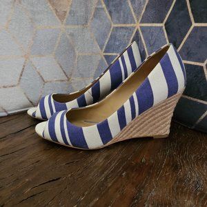 Ann Taylor Striped Wedges size 7